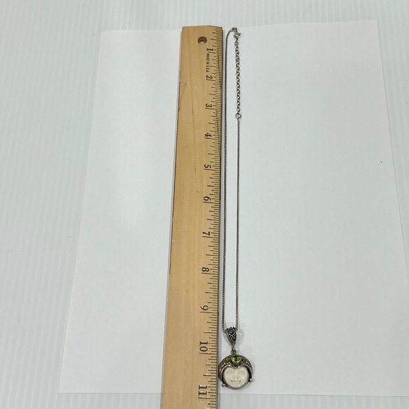 Sterling Silver Peridot Gemstone Goddess Moon Face Pendant Necklace - Picture 5 of 6